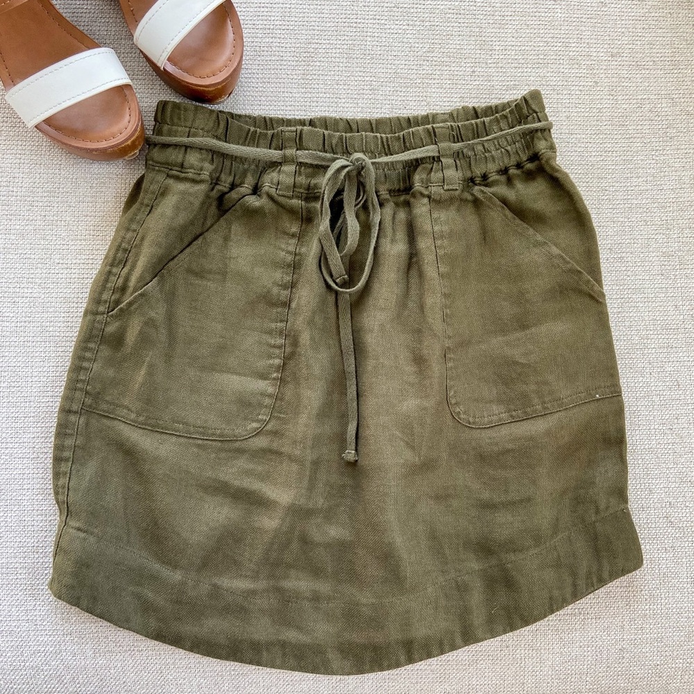 Ann Taylor LOFT - Army Green Linen Skirt